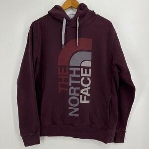 The North Face Hoodie Men's L‎ Purple Maroon TNF Logo Pullover Pockets